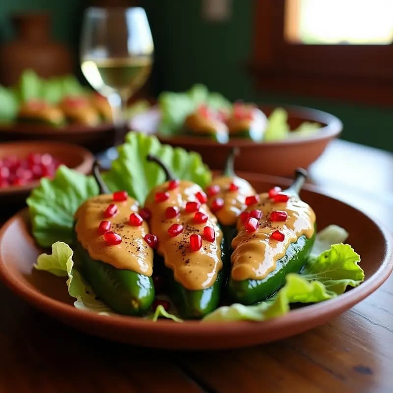 Chiles en Nogada Estilo Vegano: Rellenos de Picadillo de Jackfruit y Nueces