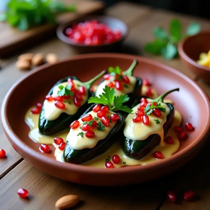 Chiles en Nogada con Picadillo de Hongos y Granada: Receta Mexicana Sin Carne y Keto