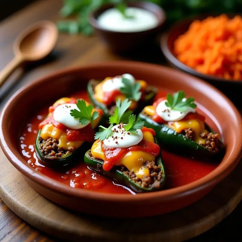 Chiles Rellenos de Queso y Picadillo: Receta Mexicana en Olla Express