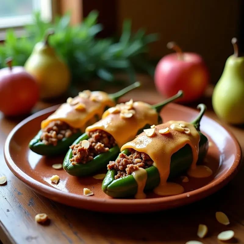 Chiles en Nogada con Carne Molida y Frutas: Receta Mexicana Patriótica en 1 Hora