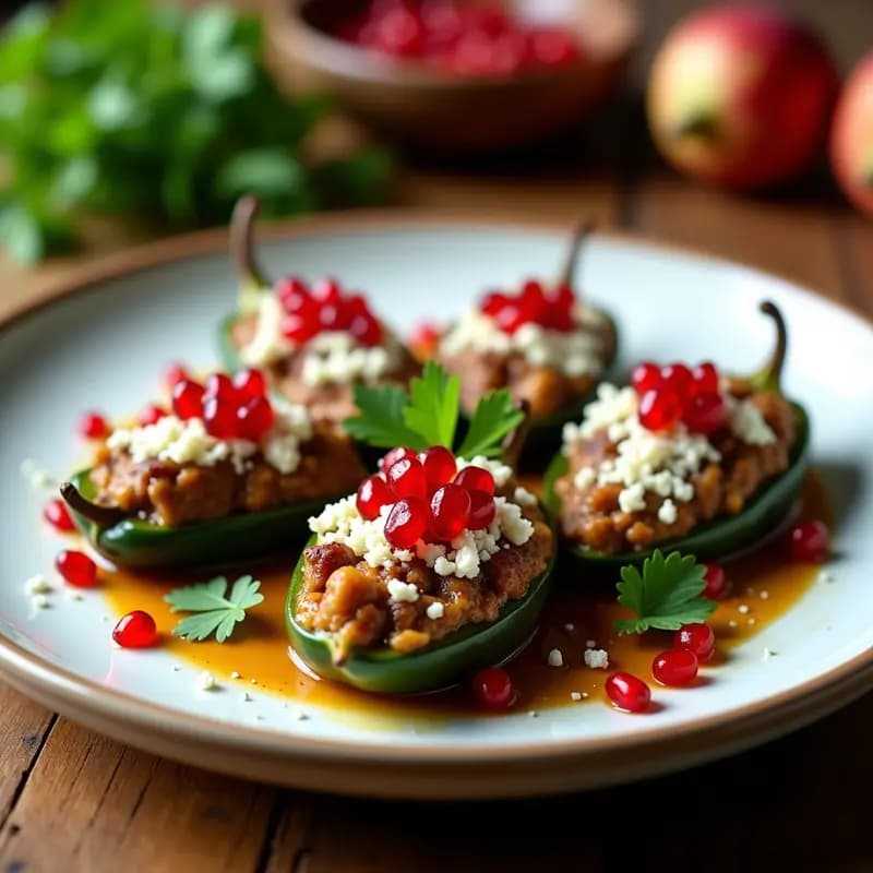 Chiles en Nogada con Carne Picada y Granada: Plato Mexicano Festivo Sin Gluten