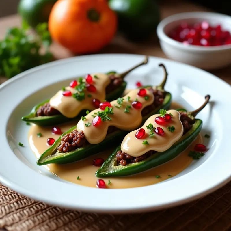 Chiles en Nogada deshidratados: Receta Mexicana Gourmet en Airfryer Sin Aceite