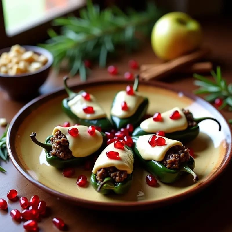 Chiles en Nogada con Granos de Granada y Crema de Nueces: Receta Mexicana Patriótica