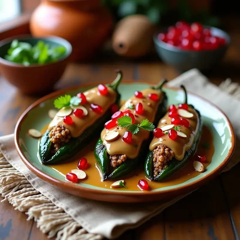 Chiles en Nogada Mexicanos: Receta Tradicional con Carne y Salsa de nuez en 40 Minutos