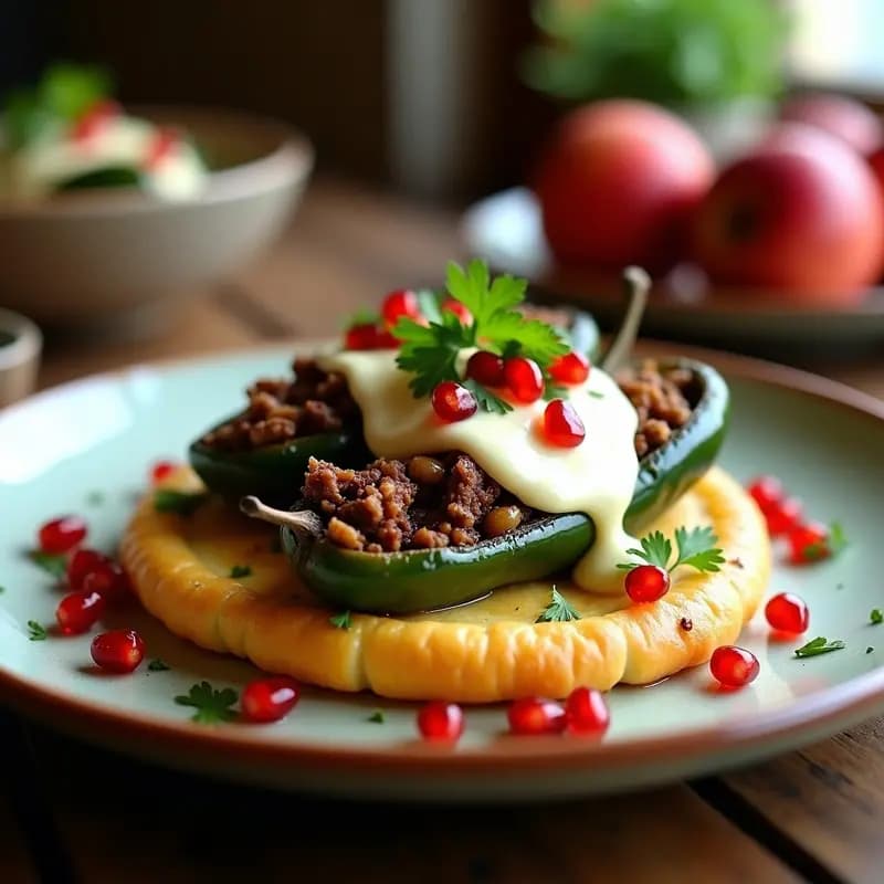 Chiles en Nogada con Picadillo de Res: Plato Mexicano Patriótico en 3 Capas
