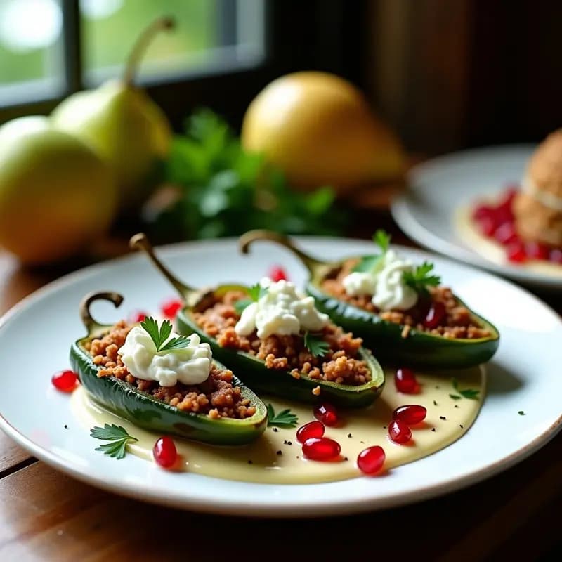 Chiles en Nogada Mexicanos con Queso de Cabra: Versión Gourmet en Airfryer