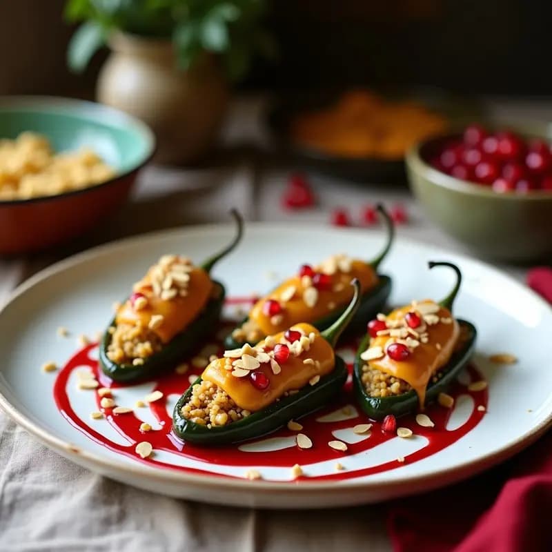 Chiles en Nogada Veganos con Nueces y Granadina: Receta Mexicana Festiva y Sin Lactosa