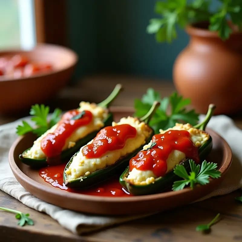 Chiles Rellenos de Queso de Almendras y Espinacas: Receta Mexicana Vegana y Sin Lácteos