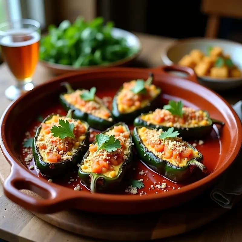 Chiles Rellenos de Queso de Cabra y Nueces: Receta Mexicana Vegetariana en Horno
