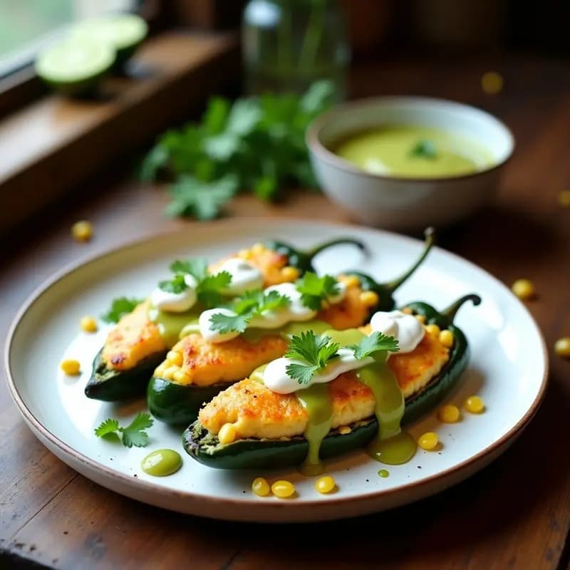 Chiles Rellenos de Queso Oaxaca y Elote: Receta Mexicana Vegana con Twist Moderno