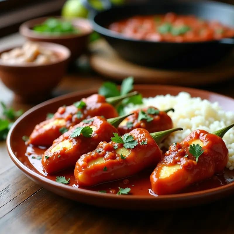 Chiles Rellenos de Queso Panela: Receta Mexicana Clásica con Tomate y Cebolla