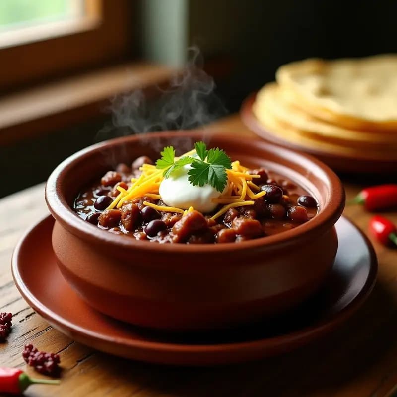 Chili con Carne con Frijoles Negros y Chocolate: Receta Tex-Mex con Toque Gourmet