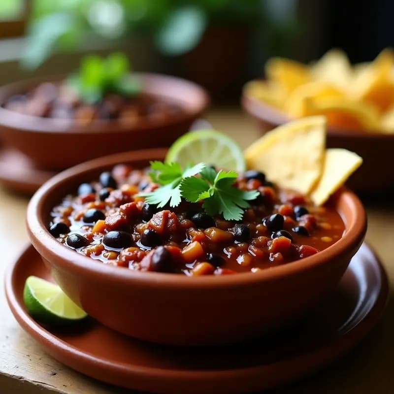 Chili Sin Carne con Frijoles Negros y Lentejas: Receta Tex-Mex en Olla Exprés