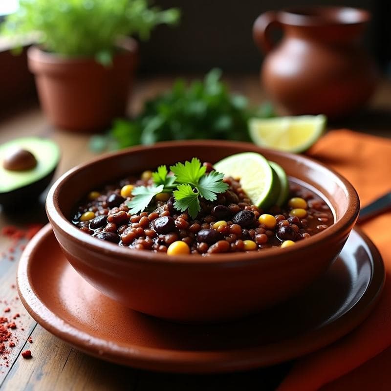 Chili Sin Carne de Lentejas y Chocolate Negro: Receta Mexicana Vegana en Olla Express