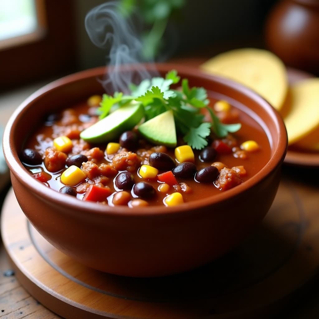 Chili Sin Carne con Frijoles Negrosine y Maíz: Receta Vegana en Olla Exprés