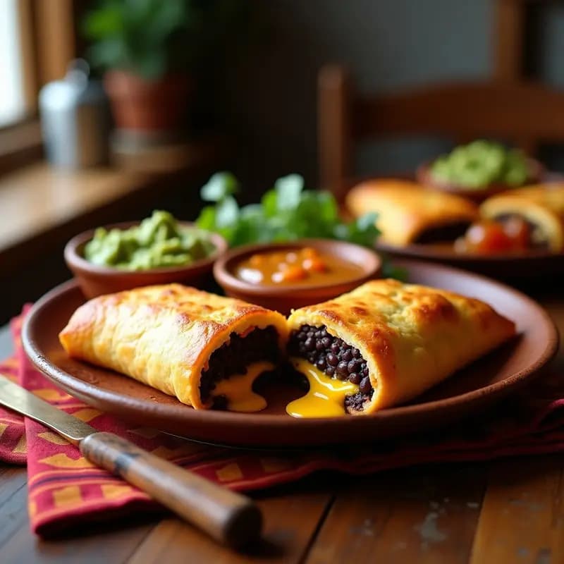 Chimichanga de Frijoles Negros y Queso Oaxaca: Receta Mexicana al Horno Crujiente