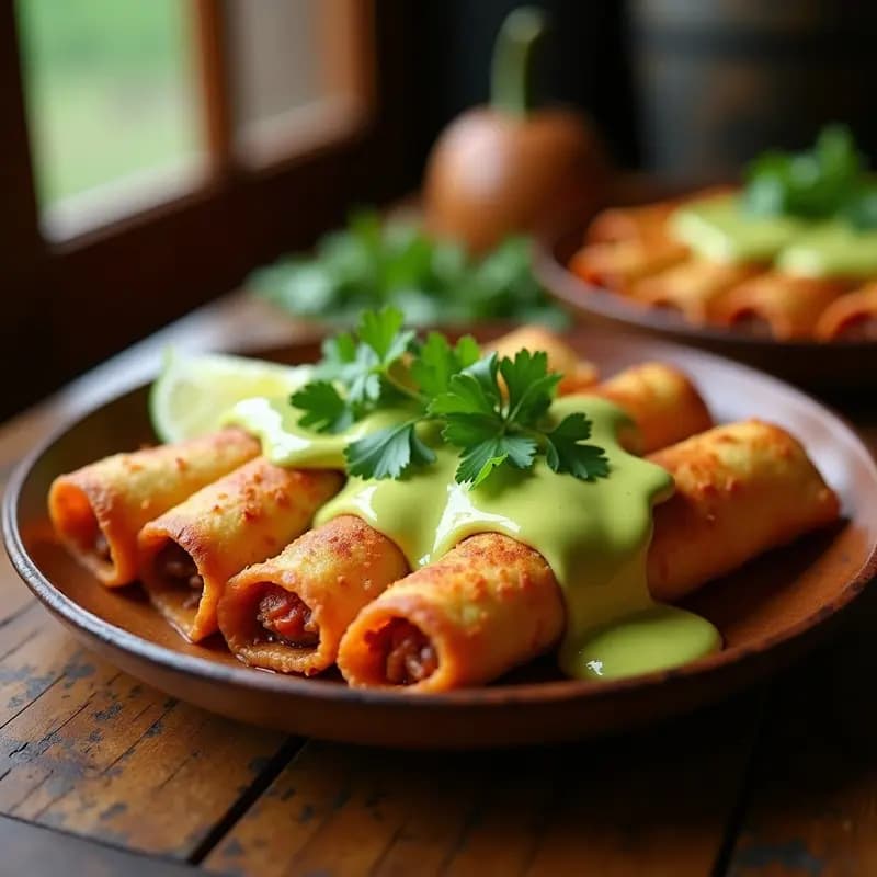 Chimichangas de Carne Desmenuzada con Queso Fundido y Salsa de Aguacate: Receta Crujiente
