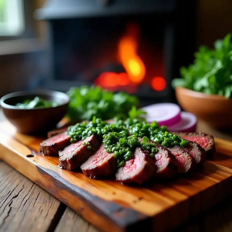 Chimichurri Argentino con Carne de Res a la Parrilla: Receta de Parrillada Perfecta