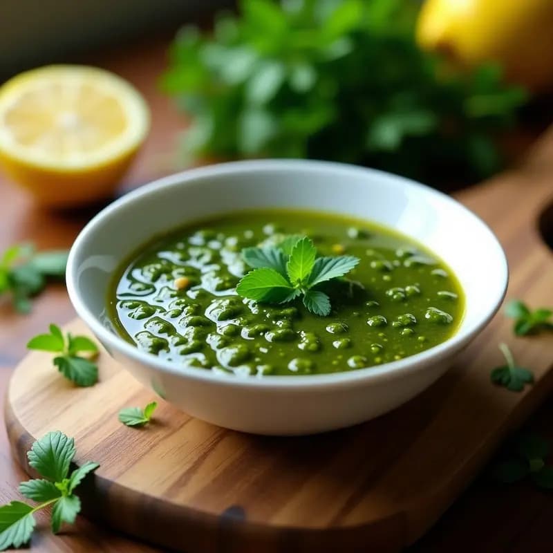 Chimichurri Argentino con Hierbas Frescas y Vinagre de Manzana: Salsa Versátil en 10 Minutos