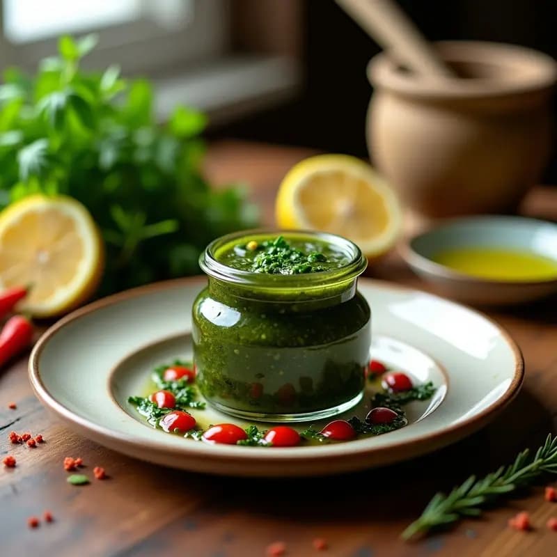 Salsa de Chimichurri con Perejil y Ajo Negro: Aderezo Argentino Vegano y Sin Lácteos