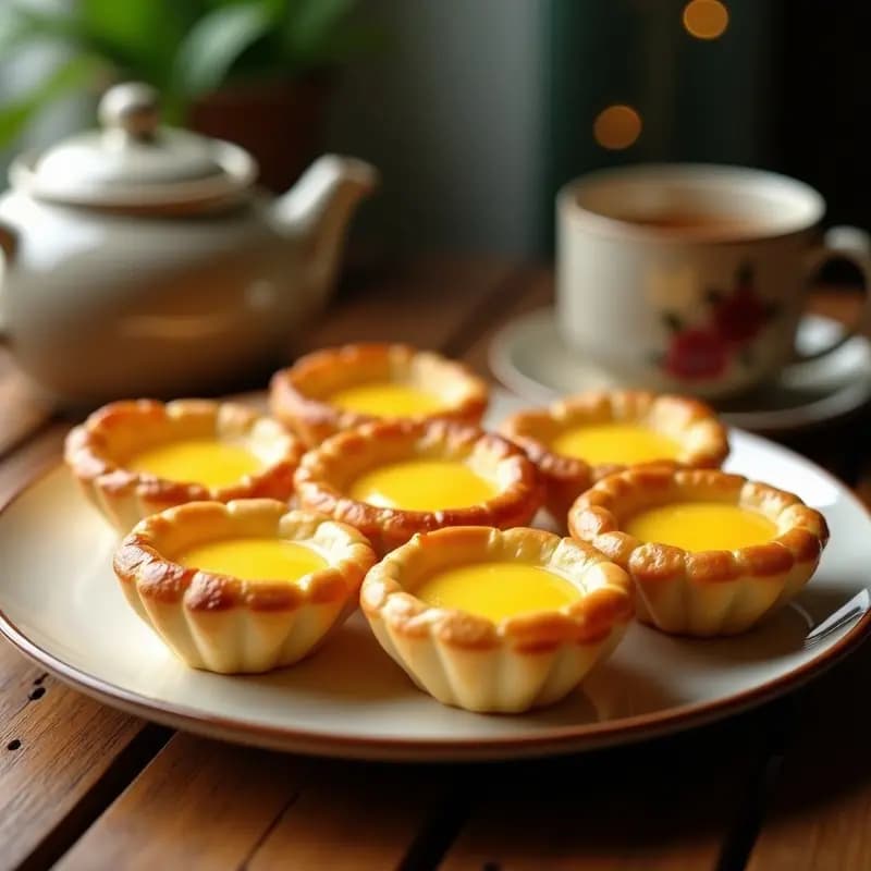 Chinese Egg Tarts con Hojaldre: Postre de Hong Kong en Molde para Cupcakes