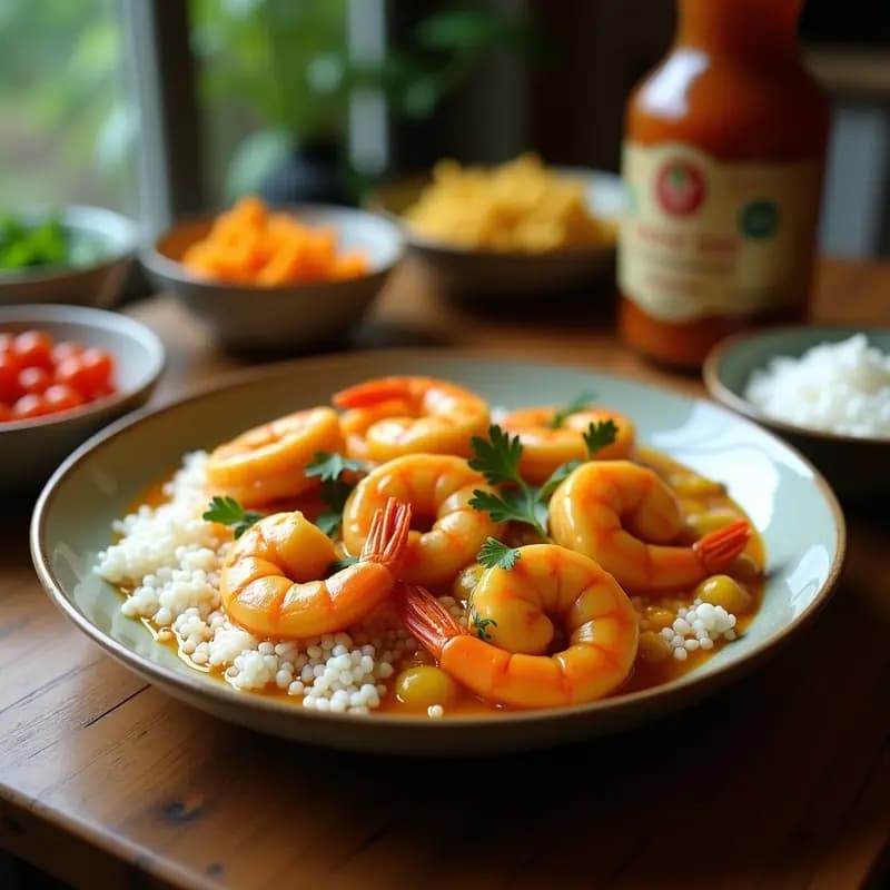 Bengali Chingri Malai Curry con Gambas y Coco: Curry Indio Crema y Aromático