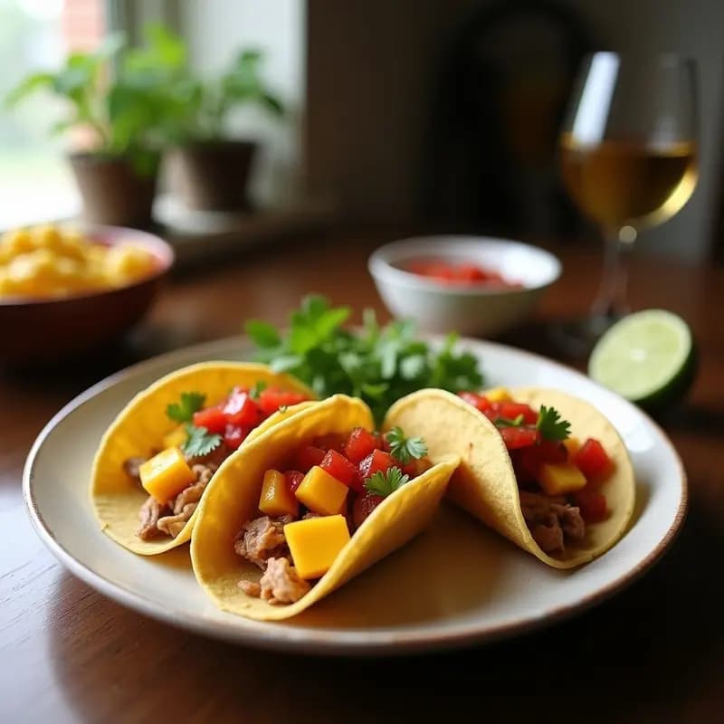 Chipotle Chicken Tacos con Salsa de Mango y Repollo Morado: Receta Tex-Mex Picante y Fresca