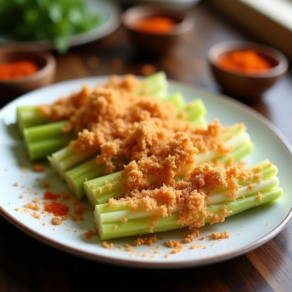 Chips de Apio y Parmesano con Especias Cajún: Snack Crujiente y Alta en Proteína en Airfryer