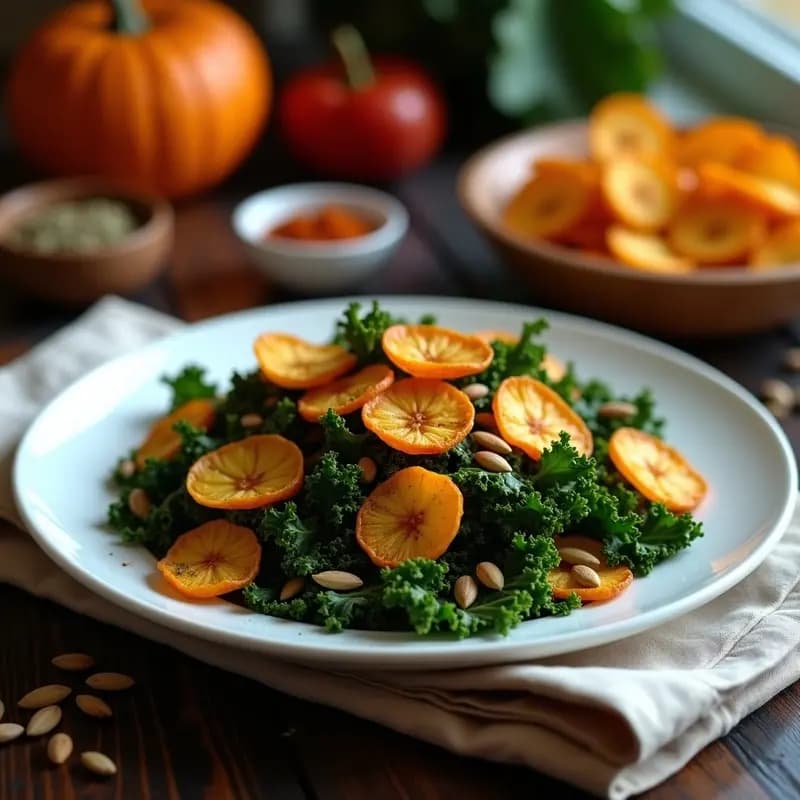 Chips de Col Rizada y Semillas de Calabaza: Snack Crujiente en Airfryer con Toque Mexicano