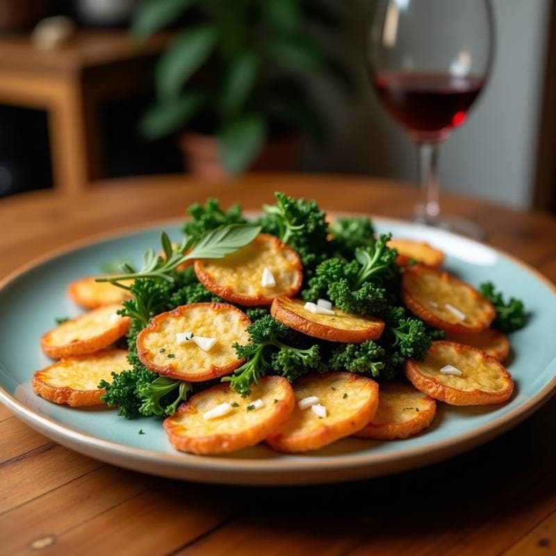 Chips de Kale y Parmesano Vegano al Horno: Aperitivo Crujiente y Rico en Calcio