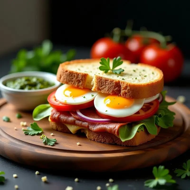 Chivito Uruguayo con Huevos de Codorniz y Chimichurri: Sándwich Gourmet en Airfryer