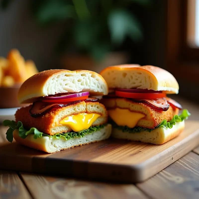 Chivito Uruguayo Vegano: Sandwich Completo con Milanesa de Seitán, Huevo de Lino y Panceta de Coconut