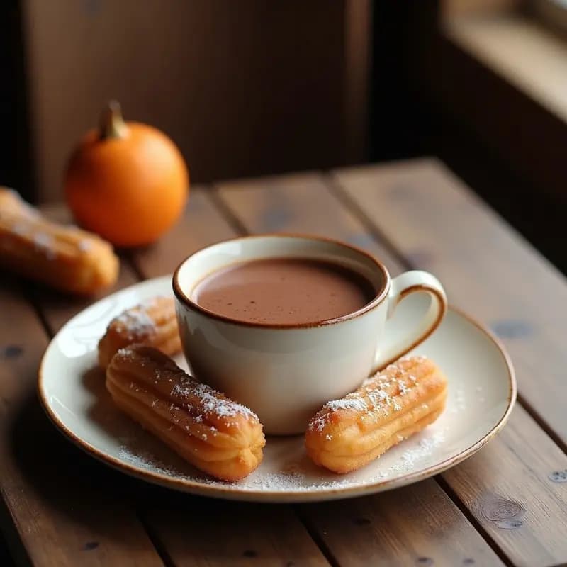 Chocolate Caliente con Churros de Harina de Coco: Bebida y Acompañamiento Mexicano