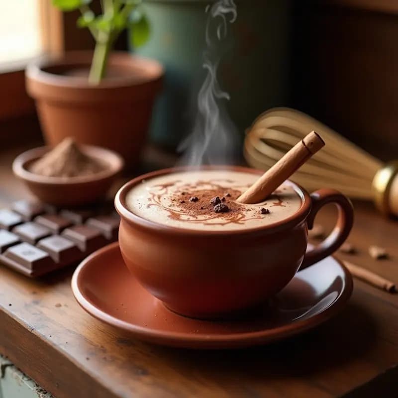 ChocolateCaliente Mexicano con Canela y Chile: Bebida Tradicional con Tableta de Abuelita