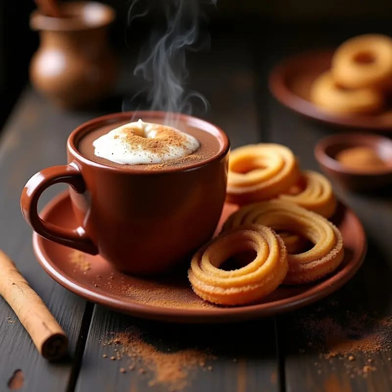 Chocolate Caliente Mexicano con Churros de Canela: Bebida y Postre en Uno