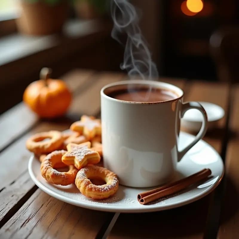 Chocolate a la Taza con Churros de Maíz: Bebida Caliente y Aperitivo en Uno