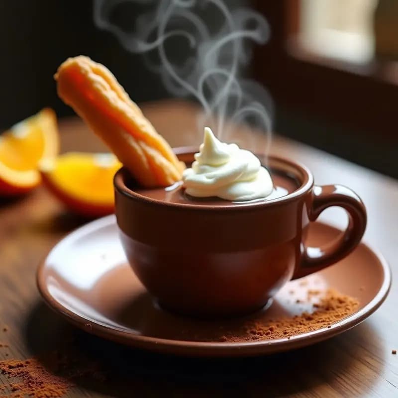 Chocolate a la Taza con Churros y Nata: Desayuno Calentito y Reconfortante