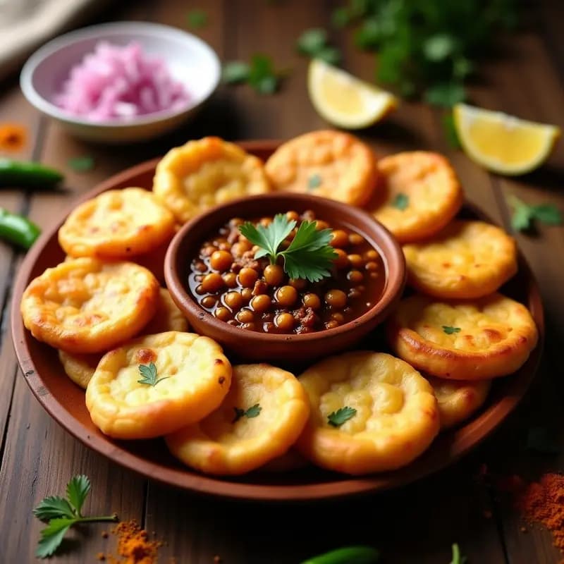 Chole Bhature Indio con Garbanzos y Pan Frito: Desayuno Caliente y Especiado