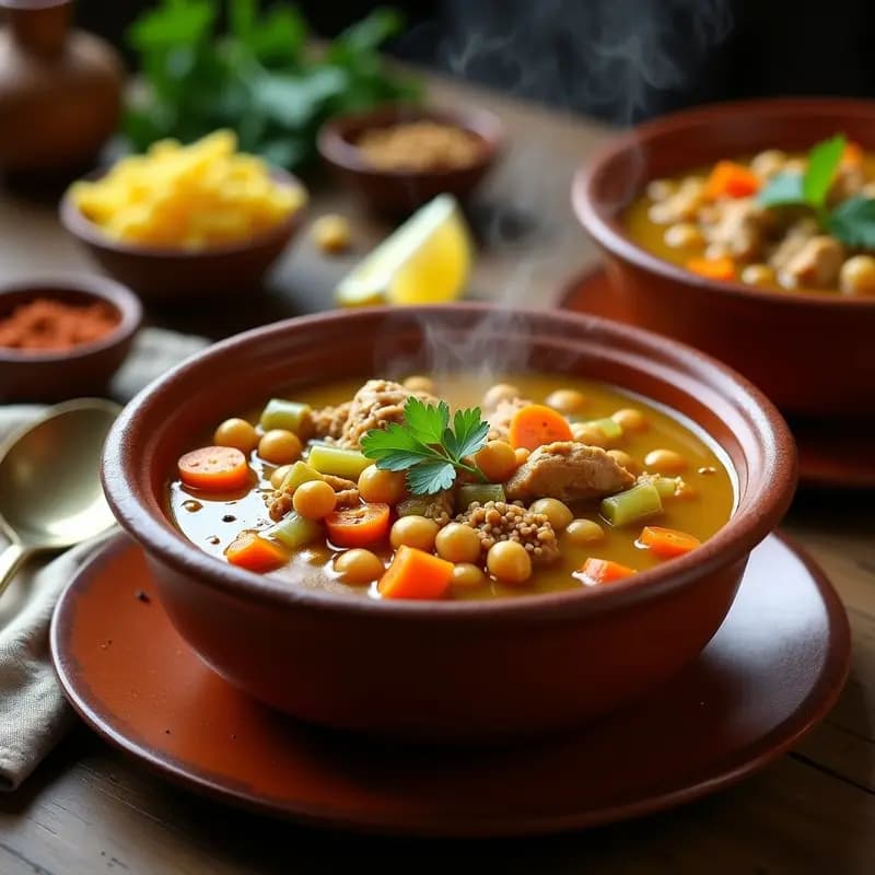 Chorba Argeline de Pollo y Garbanzos: Sopa trademark Argeline de Invierno con Especias Berber