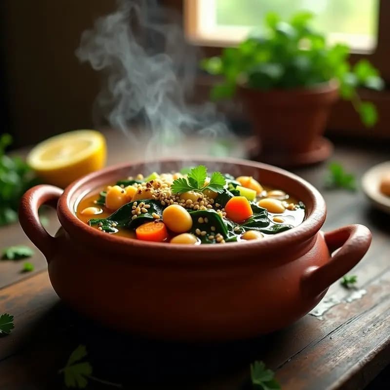 Chorba Frijoles Blancos y Espinacas: Receta Argelina Vegana y Reconfortante