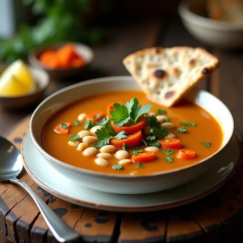 Chorba de Frijoles Blancos y Zanahoria: Sopa Tunecina Vegana con Comino y Cilantro