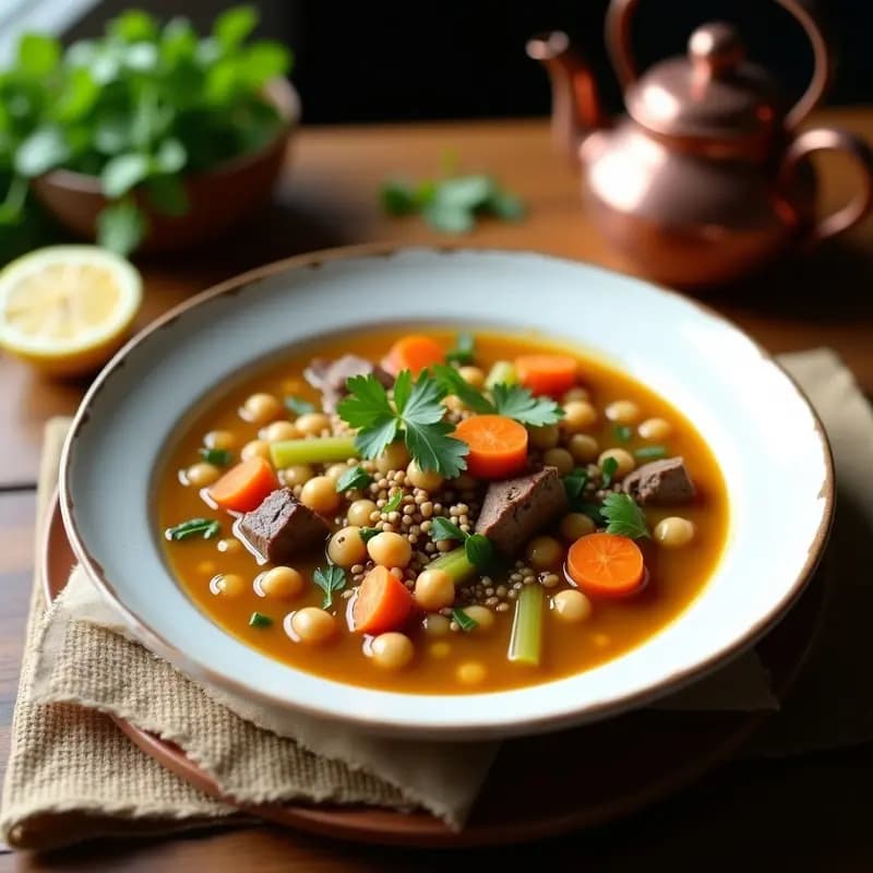 Chorba Frik con Cordero y Garbanzos: Sopa Argelinea Tradicional y Reconfortante