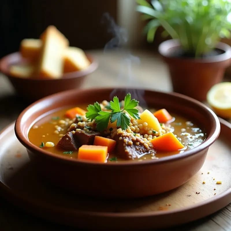 Chorba Frik Argentina con Carne de Cordero y Verduras: Sopa Tradicional en Olla Exprés