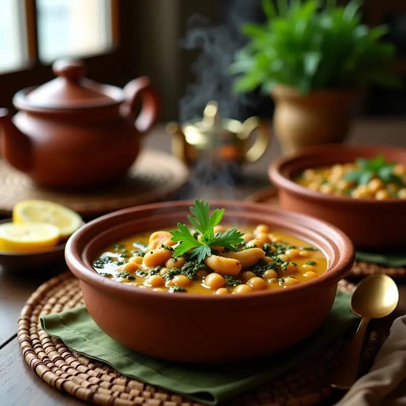 Chorba Frik de Pollo y Garbanzos: Sopa Argelina de Ramadán Alta en Proteínas