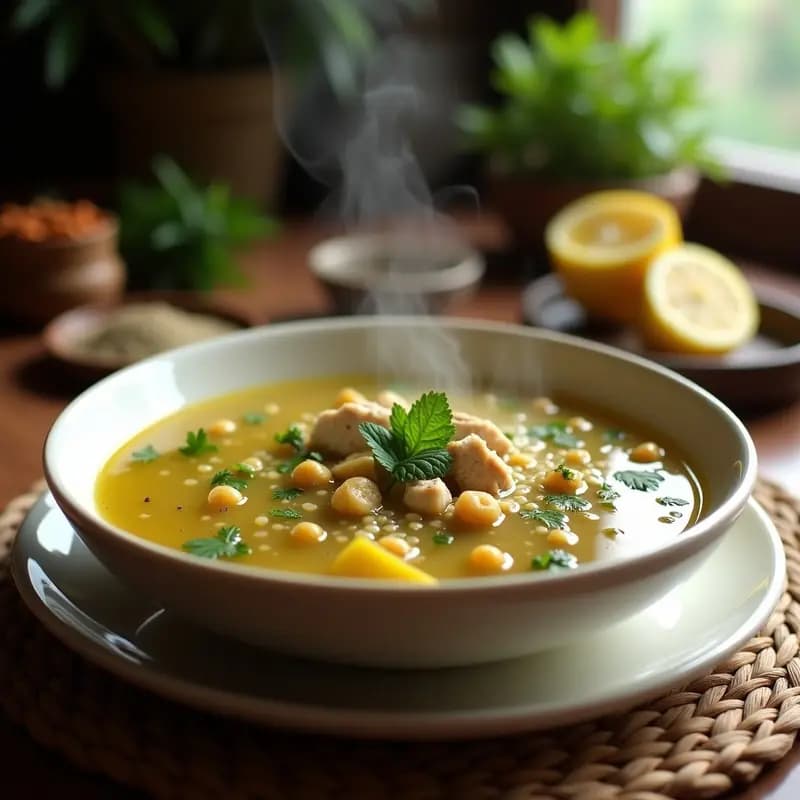 Chorba Frikeh: Sopa Libanesa de Trigo Verde con Pollo y Especias