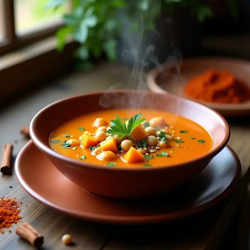 Chorba Argelina de Garbanzos y Calabaza: Sopa Picante para Días Fríos