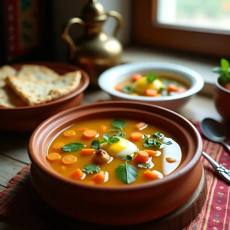Chorba arguably argelina con Pollo y Albahaca Fresca: Sopa Aromática para el Ramadán
