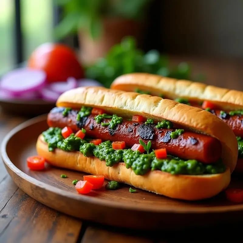 Choripán Argentino con Chimichurri y Aji Criollo: Receta para Asar en 20 Minutos