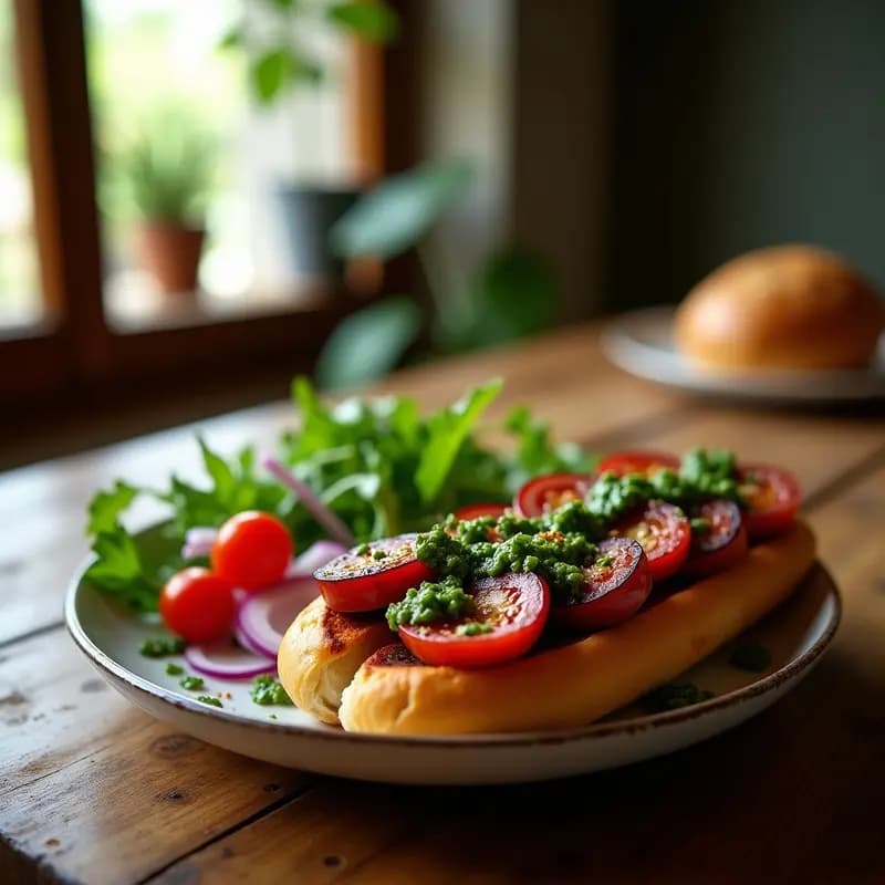 Choripán Argentino con Chimichurri y Ensalada de Rúcula: Receta en 10 Minutos y Alta en Proteína