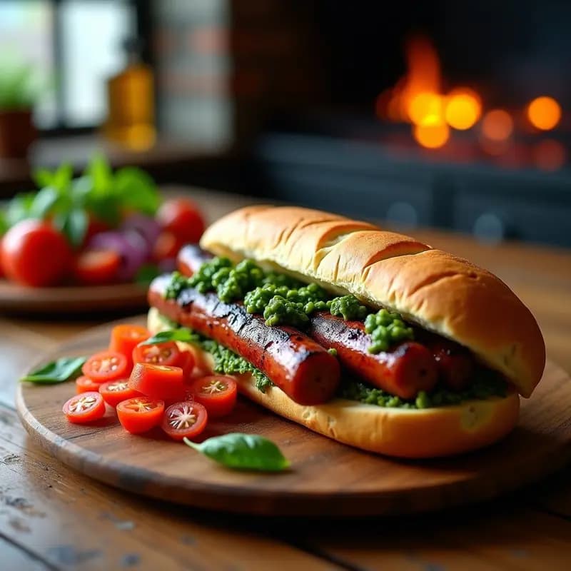 Choripán Argentino con Chimichurri y Ensalada de Tomate: Receta Rápida para Parrillada